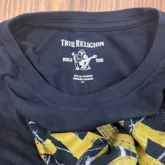 Men's True Religion Brooklyn Bridge Graphic T-Shirt Black Yellow Size S, 0027 B1 - Picture 5 of 5